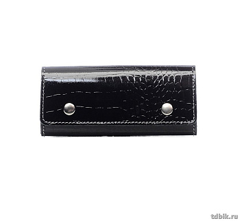 Футляр для ключей Faetano "Геккон" из нат.кожи, на кнопках, черный