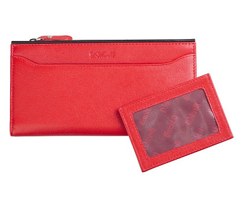 Портмоне D.Morelli женское "Прима" на молнии, нат.кожа, красное