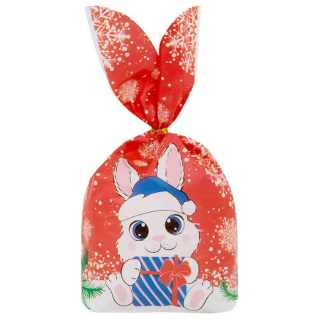 Набор подарочных пакетов НГ 35 шт/уп 13,8*23см с зажимами (полиэтилен) ЗОЛОТАЯ СКАЗКА (ассорти)