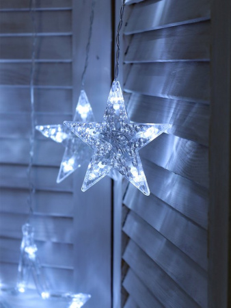 Гирлянда комнатная Бахрома "Звездное небо" 2,5м*1м, 92 холодных ламп, прозрачная нить, 220 В