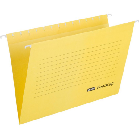 Папка подвесная Attache Foolscap 365x240 мм желтая (5шт/уп)