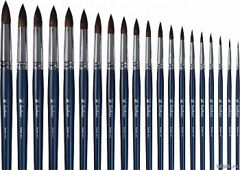 Кисть Белка № 4 круглая Байкал (длинная синяя ручка) d-2,5мм/L-13,0мм Альбатрос