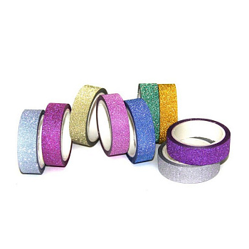 Скотч декоративный 1,5см*2,5м, с блестками (ассорти)