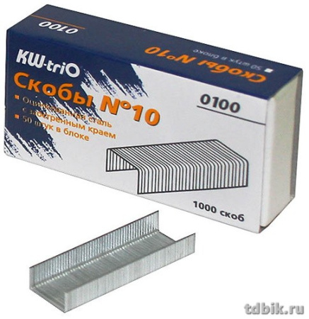 Скобы 23/10 Kw-Trio 1000 шт/уп, оцинкованные 50-70 листов