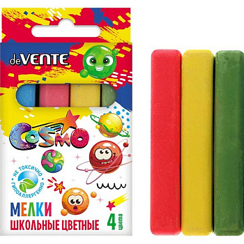 Мел школьный цветной  4шт. "Cosmo" deVENTE