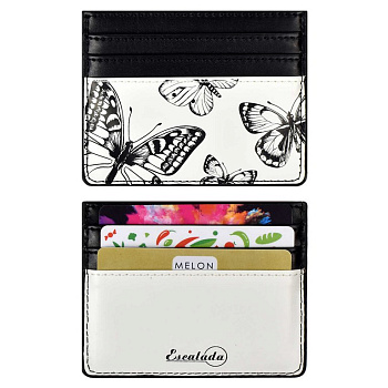 Карман для кредитных, дисконтных карт, пропусков, черно/белый 6 отделений кожзам