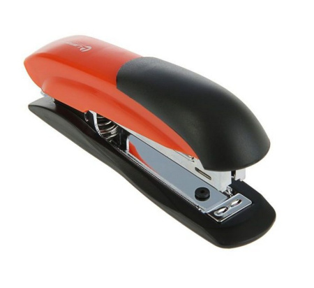 Степлер № 10 до 12л металлический, Lamark Ulrich, оранжевый с антистеплером
