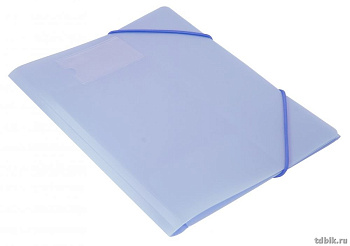 Папка на резинке А4 пластик 0,50 мм, ширина 30 мм, с карманом для визиток, голубая Бюрократ