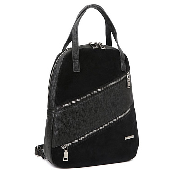 Рюкзак женский FABRETTI 24*33*10см, нат. кожа, черный