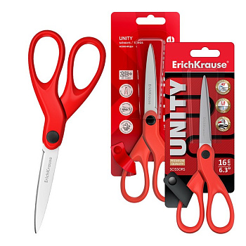 Ножницы 160 мм пластмас. рукоятка  ErichKrause Unity, цв. красный