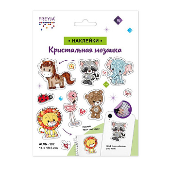 Алмазная мозаика Наклейки "Веселые зверята" 14*19.5см  ФРЕЯ