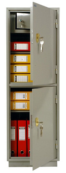 Шкаф бухгалтерский метал. 2 секции (1300*420*360мм) 2 полки, замок, трейзер