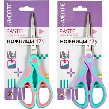 Ножницы 170 мм пластмас. рукоятка с резиновыми вставками deVENTE "Pastel"