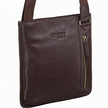 Сумка мужская Dr.Koffer 30*28*4 см, нат. кожа, на плечевом ремне, коричневая