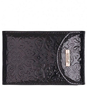 Визитница D.Morelli "Барокко" с клапаном, нат. кожа, цвет черный