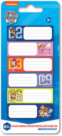 Блокнот-мини А6 70*158 мм, "Paw Patrol" набор 6 шт