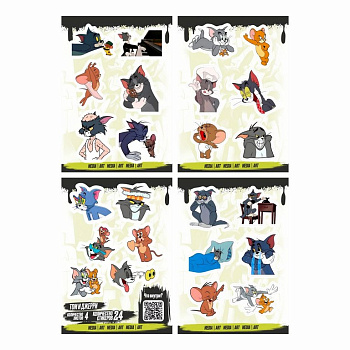 Набор наклеек  4 листа "Том и Джерри" (24 шт) Nalepking