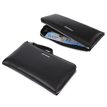 Портмоне LEO VENTONI мужское, нат.кожа, 22*13*1см, черный