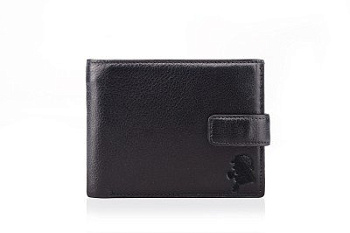 Портмоне Faetano мужское, с хлястиком, нат.кожа, черный
