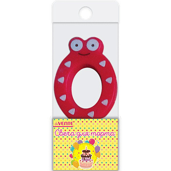 Свеча для торта "Цифра  0" Смешная, с рисунком, 6,1x3,9x0,85 см