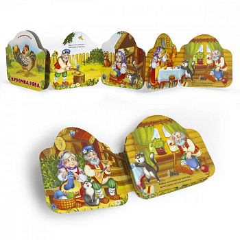 Книга картонная Гармошка Однажды в сказке "Курочка Ряба" 10 стр. Malamalama