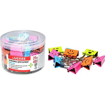 Зажим для бумаг 25 мм цветной Emojie deVENTE