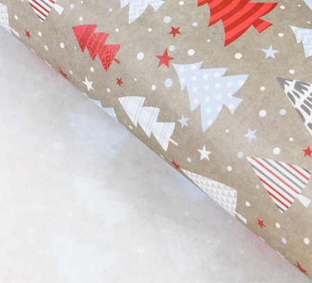 Бумага упаковочная НГ 50*70см крафт "Новогодний узор" листами