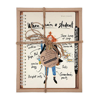 Набор подарочный BrunoVisconti "WHEN YOU ARE A STUDENT" (ТЕТРАДЬ НА ГРЕБНЕ В КЛ.+ РУЧКА)