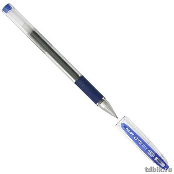 Ручка гелевая Pilot резин. упор 0,38мм синяя (стерж.129мм, линия 0,2мм)
