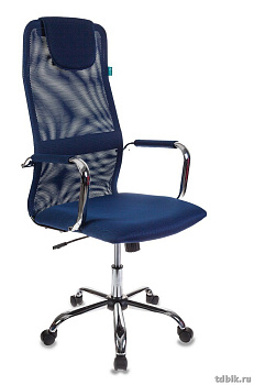 Кресло руководителя Бюрократ KB-9/DB/TW-10N (ткань сетка крестовина хром, цв. синий)