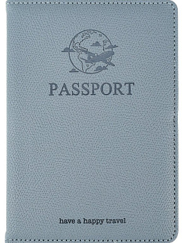 Обложка для паспорта MILAND "Гражданин" с отделениями для карт на резинке кожзам, голубая