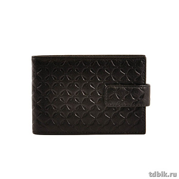 Визитница на 32 визитки D.Morelli "Black", с хлястиком, с карманами, нат.кожа