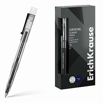 Ручка гелевая ErichKrause Crystal 0,5мм черная (стерж.129мм, линия 0,3мм)