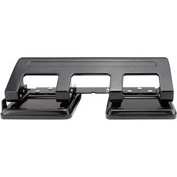 Дырокол на 4 отверстия до 20л метал. Attomex, с линейкой, черный