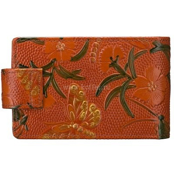 Визитница Dr.Koffer 11*7см на 48 визиток, оранжевый с рисунком