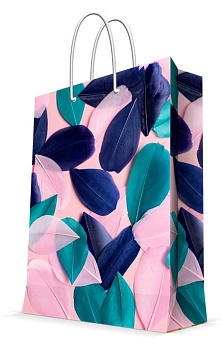 Пакет бумажный 18*23см ламинированный (цветные перья)