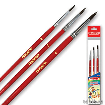 Кисти в наборе  3 шт (пони №2,3,4) Пифагор "Школьник"