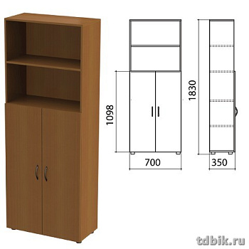 Шкаф для бумаг "Канц" полузакрытый, 2 двери (700*330*1830мм) цвет орех
