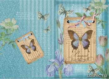 Обложка для паспорта "Бабочки на синем" ПВХ 13,2*18,6