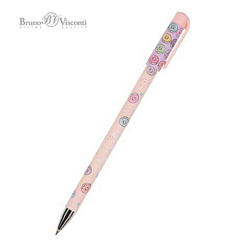 Ручка шариковая с рис. Bruno Visconti "HappyWrite. Пончики"  0,5мм синяя (стерж.140мм, линия 0,3мм)