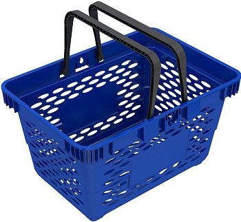 Корзина покупателя 20 л пластиковая 2 ручки, цвет синий EVR_CLASSIC