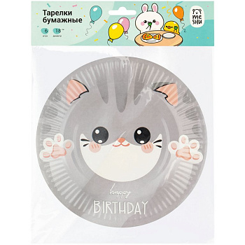 Тарелка картон d180  6 шт/уп "Kitten" MESHU