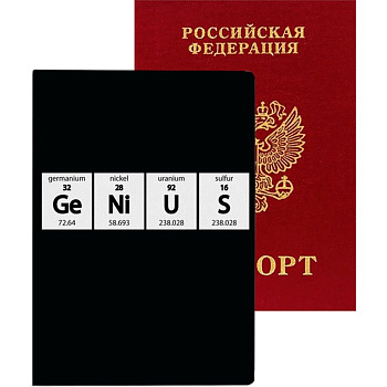 Обложка для паспорта deVENTE "Genius" кожзам 10*14 см, черная