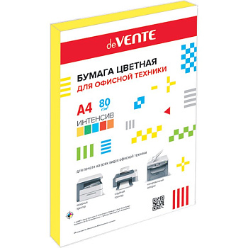 Бумага "deVente" 80г/м2 А4, 100 лист/уп, желтый интенсив