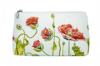 Косметичка D.Morelli "Альба" нат.кожа, принт маки