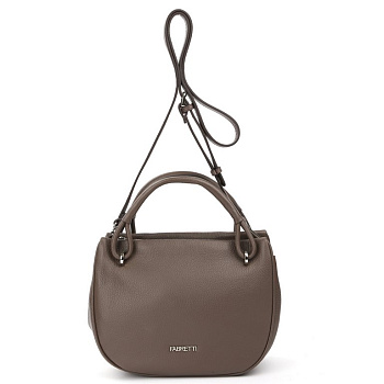 Сумка женская FABRETTI 25х20х12 см, нат. кожа, серо-коричневый