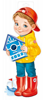 Плакат оформительский  весенний А3 "Мальчик со скворечником"