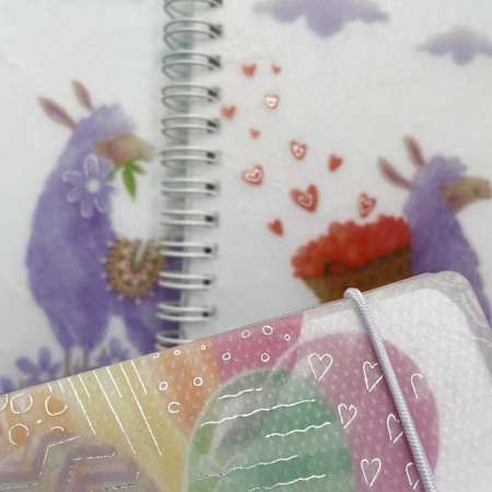 Блокнот А6  80л., 90*160 мм, на гребне с резинкой "CUTE JOURNAL.ЛАВАНДОВЫЕ ЛАМЫ" (3 вида)