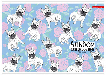 Альбом для рисования А4 24л. на спирали "Мопсы"