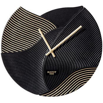 Часы настенные Макей "Deco" нат. кожа 30*29 см, цвет черный